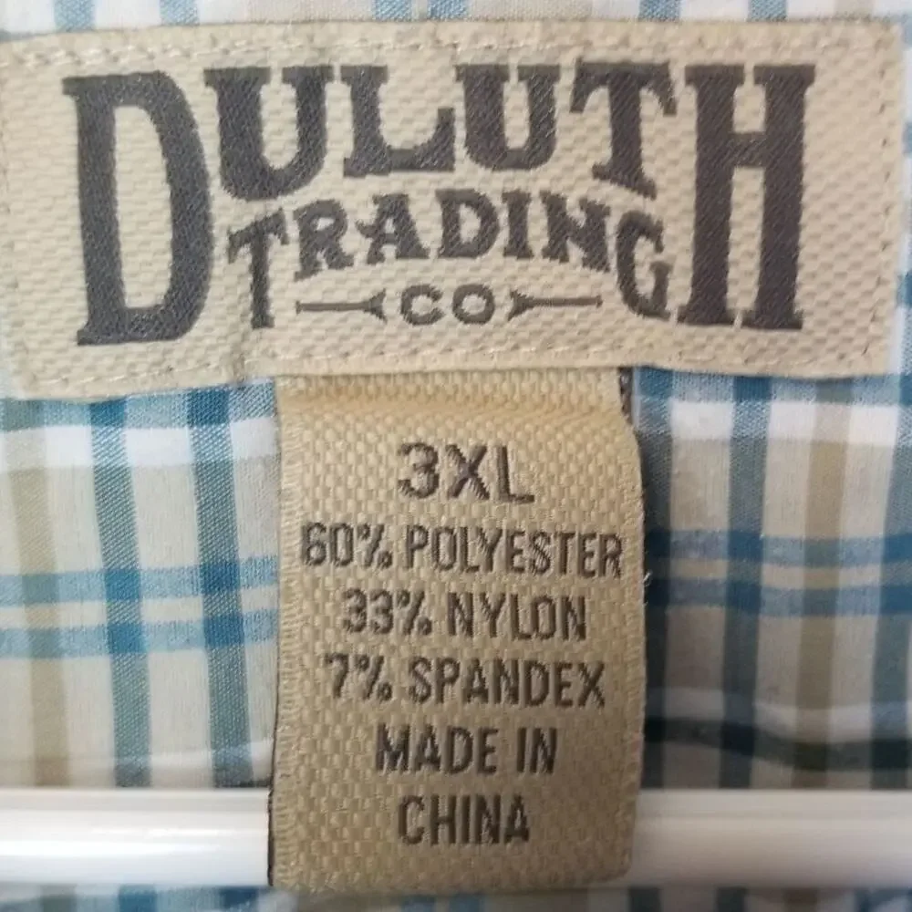 Duluth Trading Co Mens Plaid Button Shirt Sz 3XL Classic Minimalist Lightweight